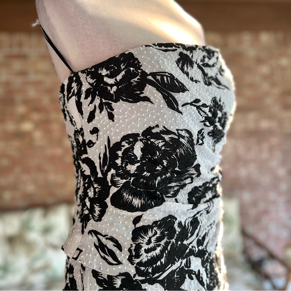 Lillie Rubin Vintage Beaded Strapless White Black Floral Evening Dress 10 Glam - Picture 14 of 16